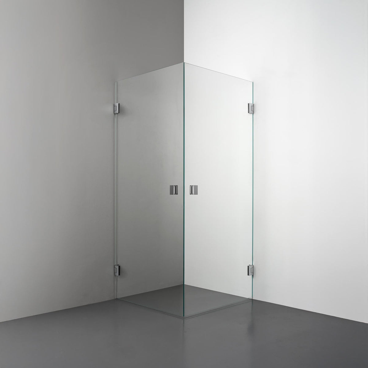 ROOH R4 Duschhörna Dörr+Dörr måttbeställd, Klarglas, Chrome, handtag Knob 