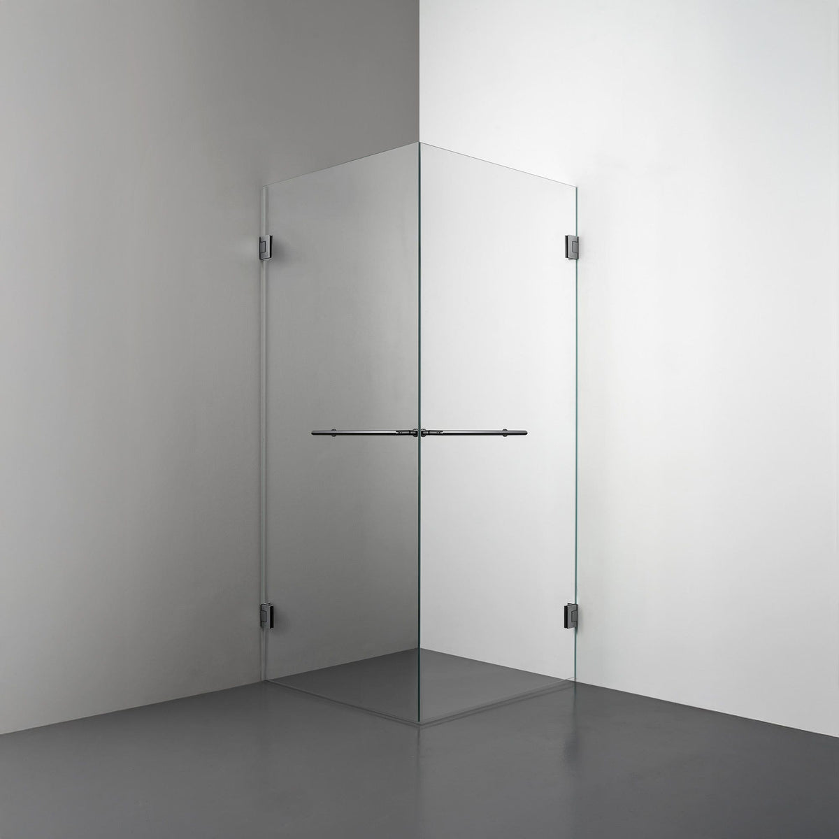 ROOH R4 Duschhörna Dörr+Dörr, Klarglas, Black chrome, handtag Towelbar 