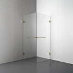 ROOH R4 Duschhörna Dörr+Dörr måttbeställd, Klarglas, Brass, handtag Towelbar 
