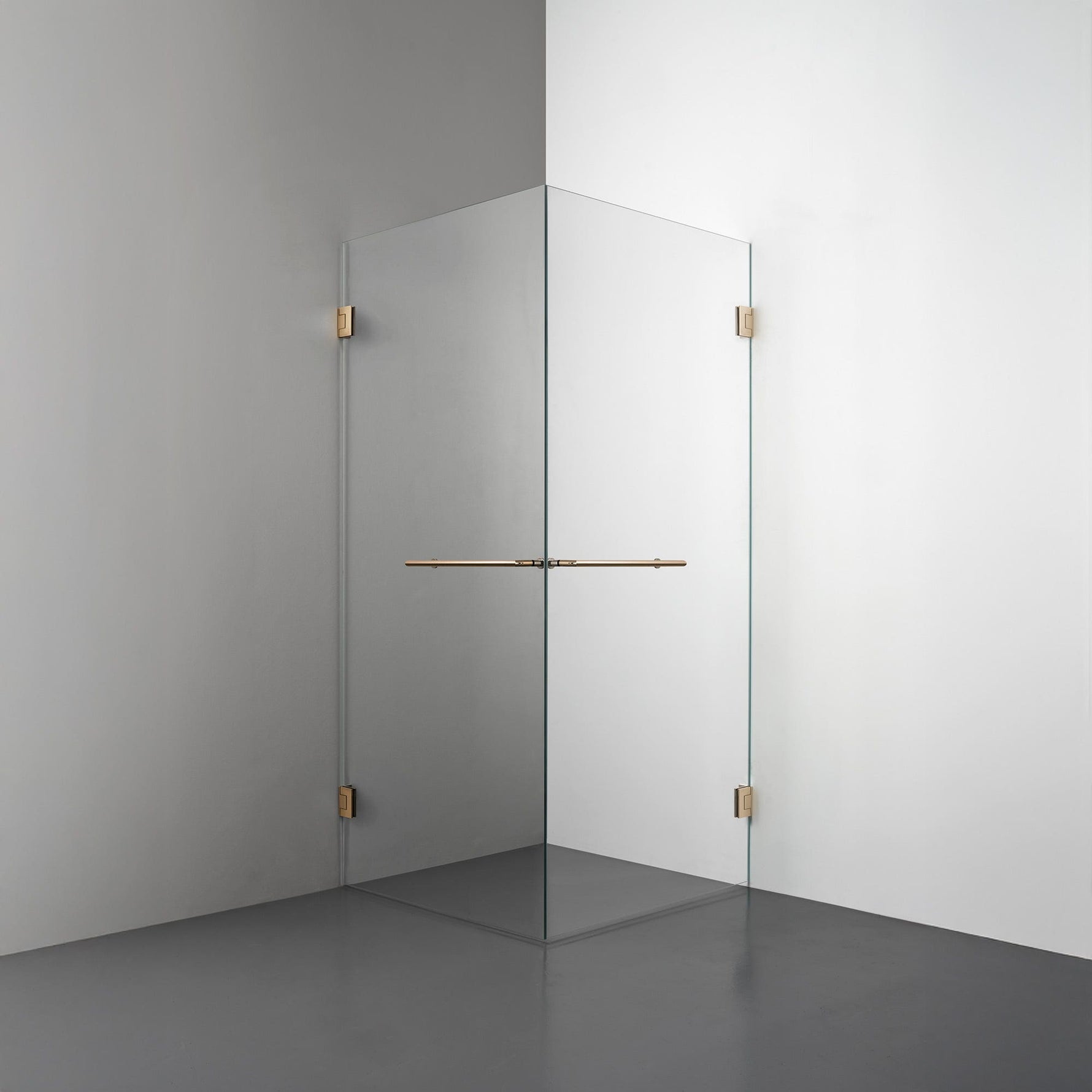 ROOH R4 Duschhörna Dörr+Dörr, Klarglas, Brass, handtag Towelbar 