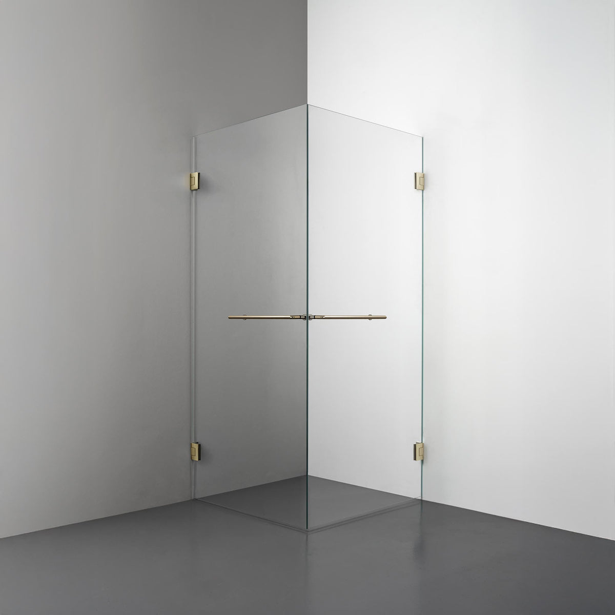 ROOH R4 Duschhörna Dörr+Dörr, Klarglas, Honey gold, handtag Towelbar 