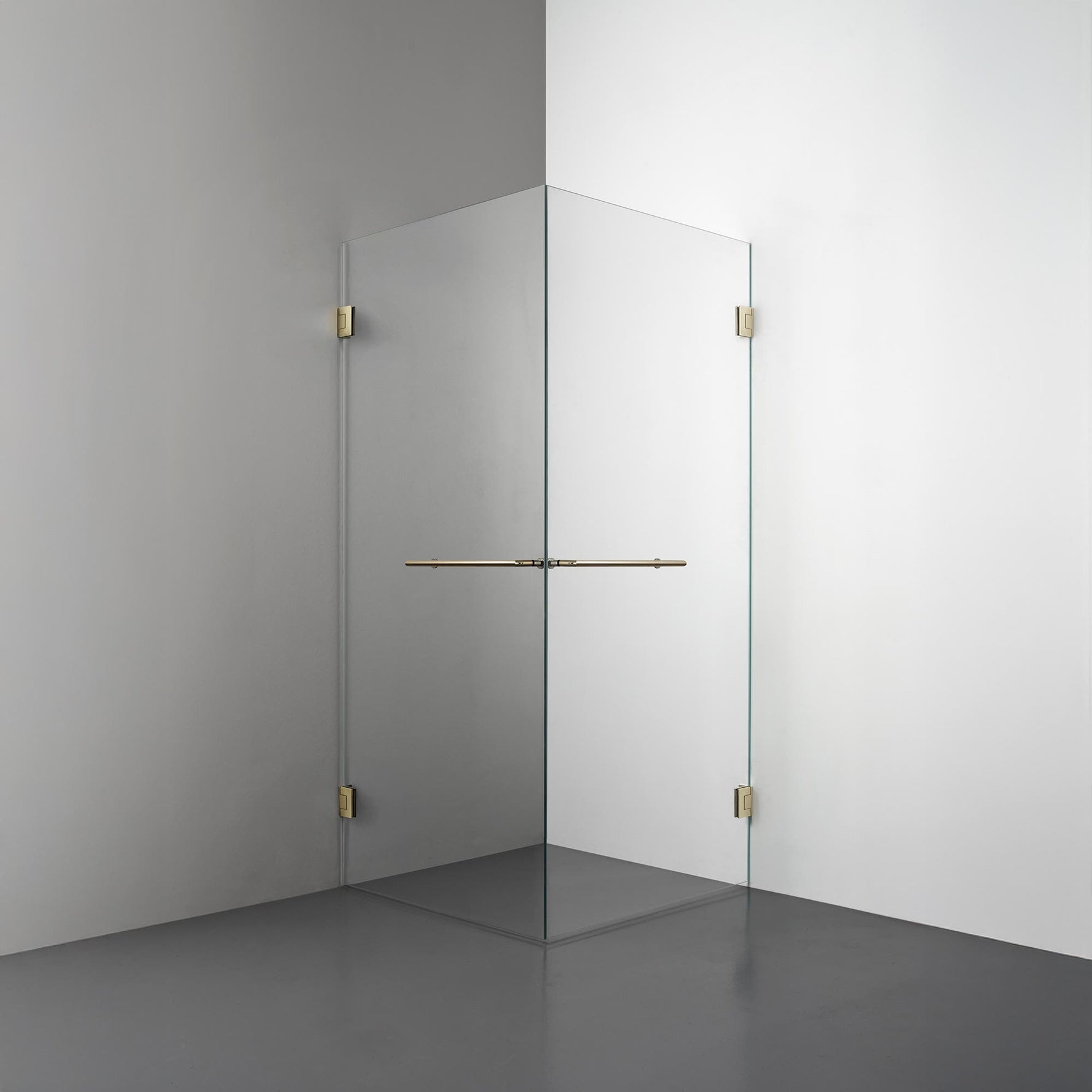 ROOH R4 Duschhörna Dörr+Dörr, Klarglas, Honey gold, handtag Towelbar 