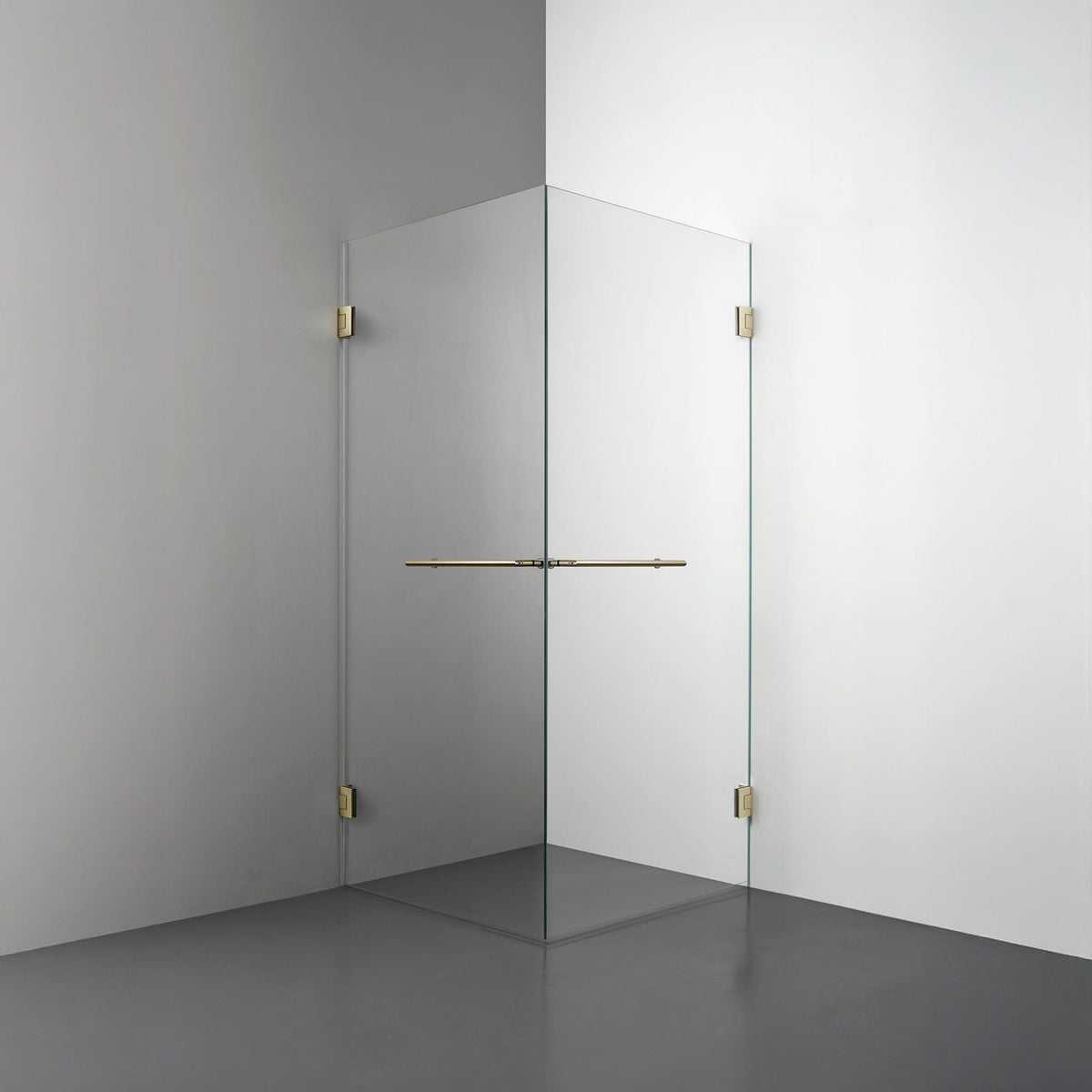 ROOH R4 Duschhörna Dörr+Dörr, Klarglas, Honey gold, handtag Towelbar 