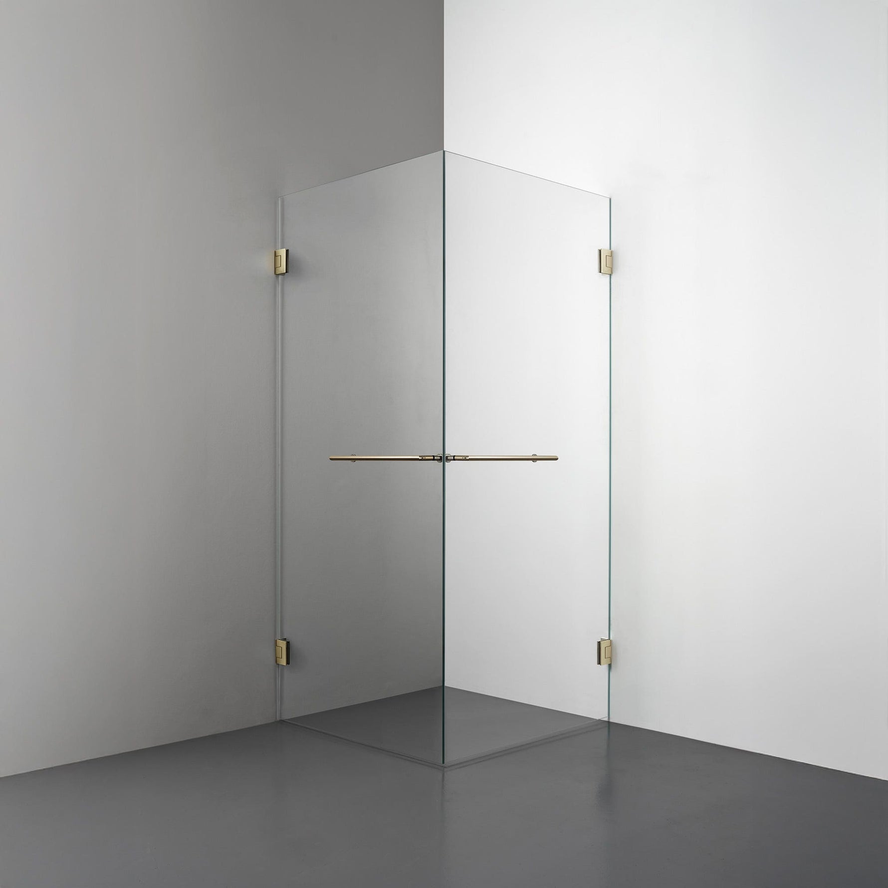 ROOH R4 Duschhörna Dörr+Dörr, Klarglas, Honey gold, handtag Towelbar 