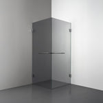 ROOH R4 Duschhörna Dörr+Dörr måttbeställd, Rökfärgat glas, Black chrome, handtag Towelbar 