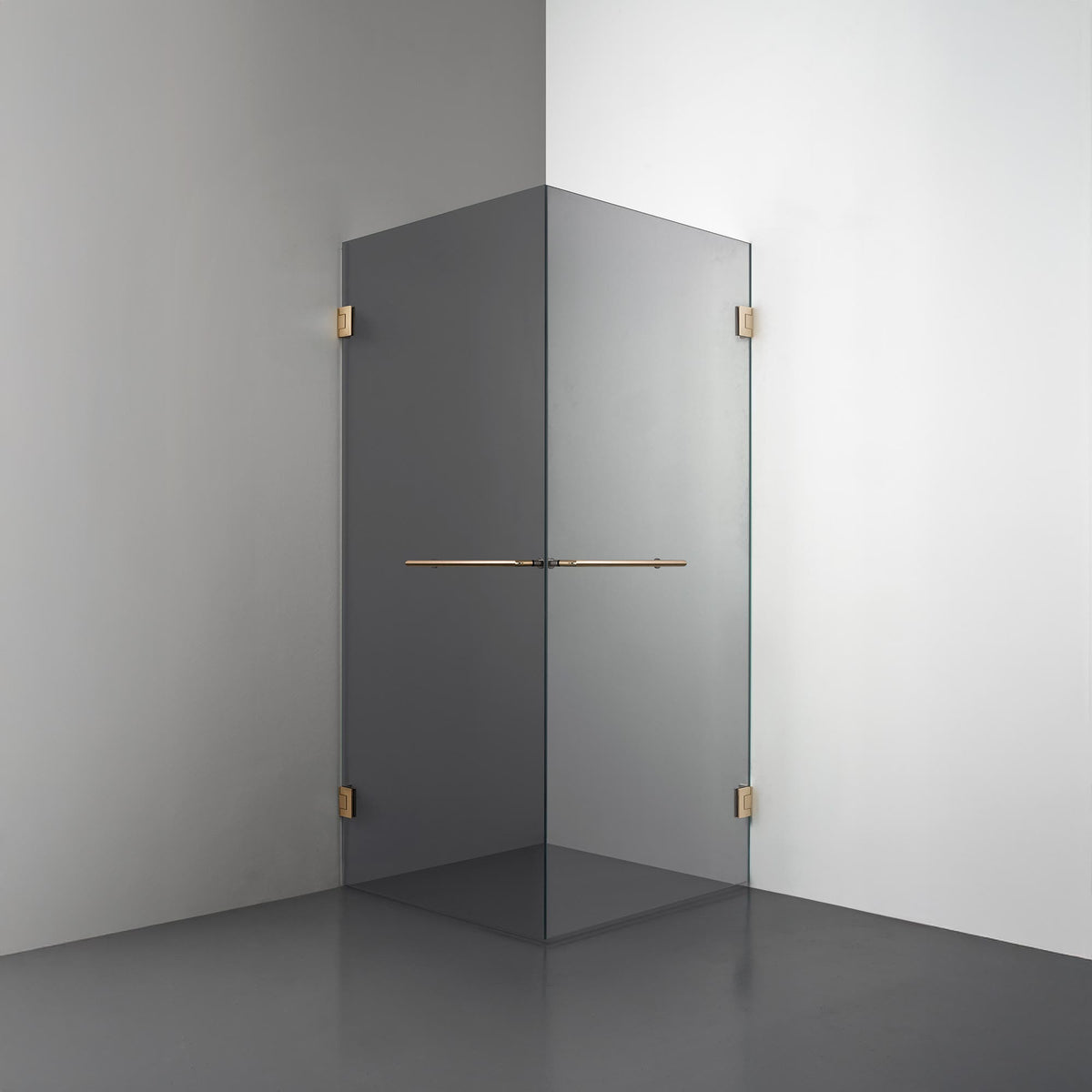 ROOH R4 Duschhörna Dörr+Dörr, Rökfärgat glas, Brass, handtag Towelbar 