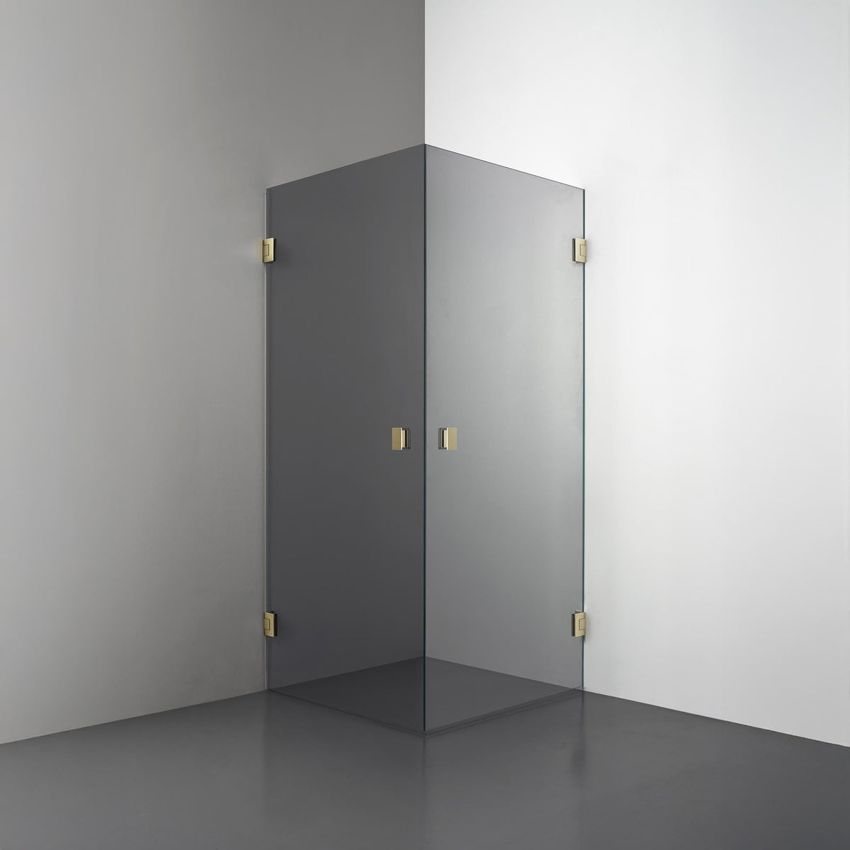 ROOH R4 Duschhörna Dörr+Dörr, Rökfärgat glas, Honey gold, handtag Knob 