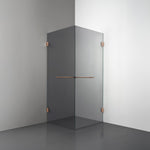 ROOH R4 Duschhörna Dörr+Dörr måttbeställd, Rökfärgat glas, Copper, handtag Towelbar 