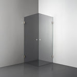 ROOH R4 Duschhörna Dörr+Dörr måttbeställd, Rökfärgat glas, Brushed Nickel, handtag Hole 