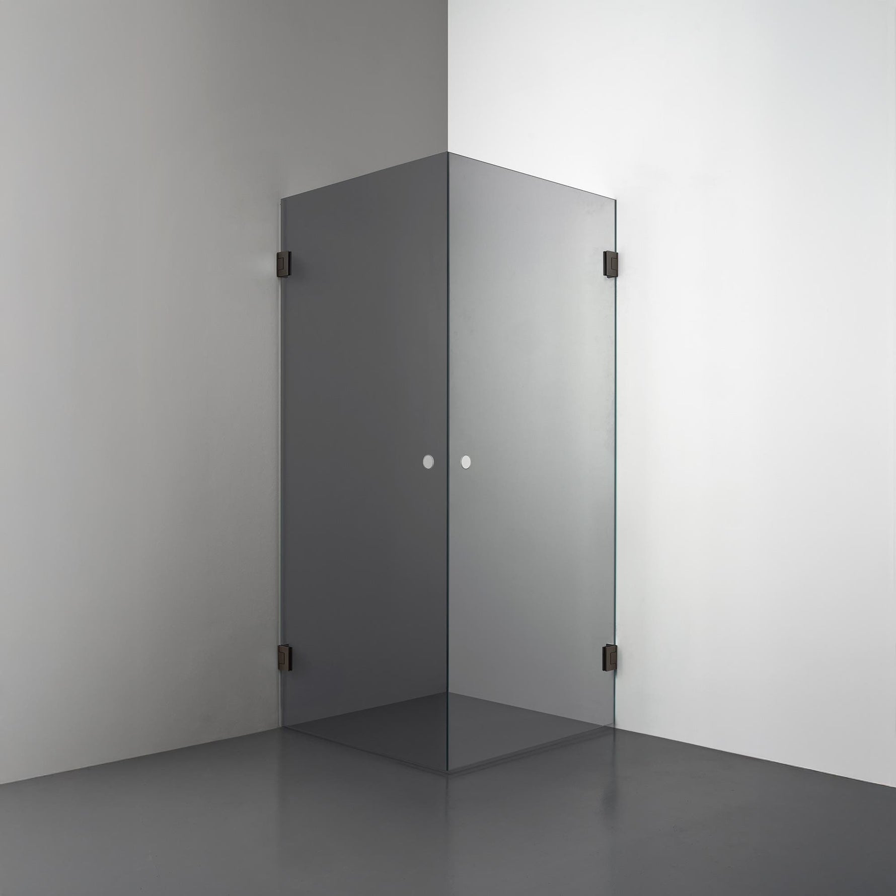 ROOH R4 Duschhörna Dörr+Dörr måttbeställd, Rökfärgat glas, Bronze, handtag Hole 