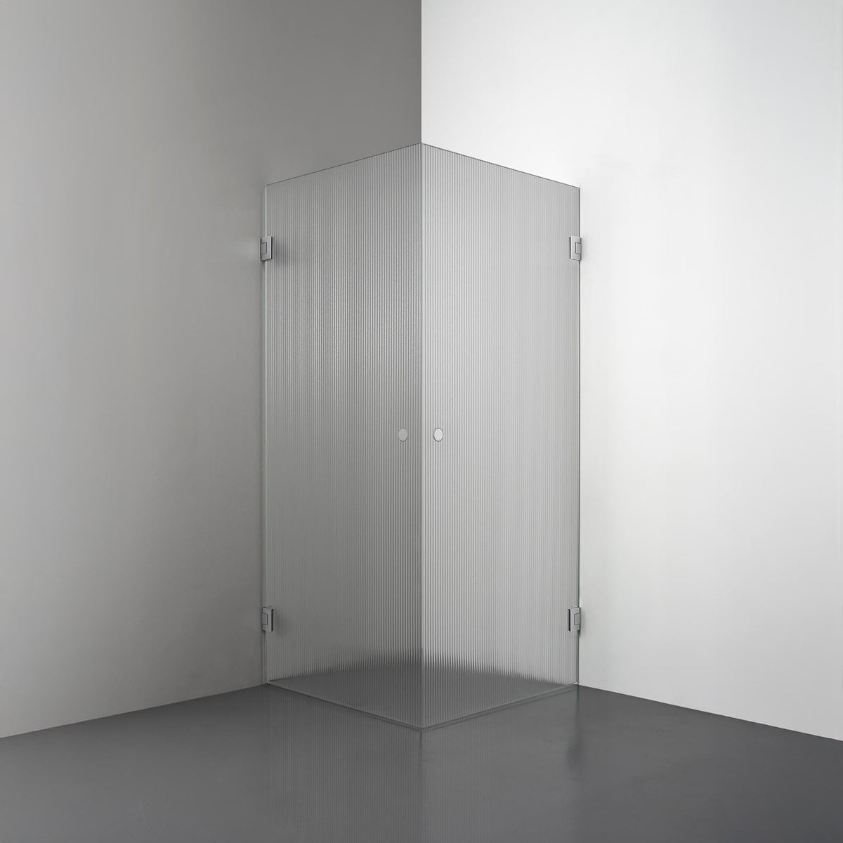 ROOH R4 Duschhörna Dörr+Dörr, Räfflat glas, Chrome, handtag Hole 