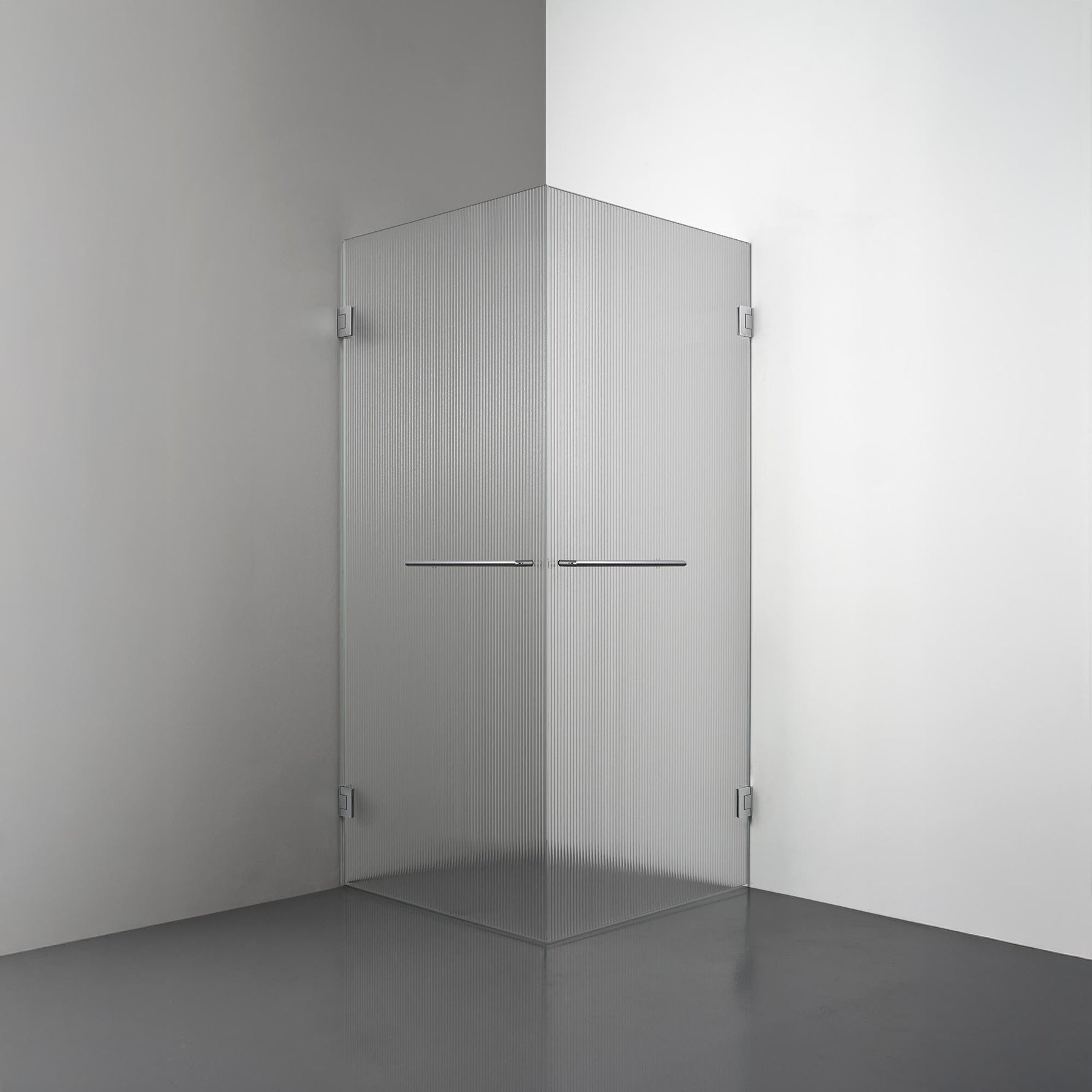 ROOH R4 Duschhörna Dörr+Dörr, Räfflat glas, Chrome, handtag Towelbar 