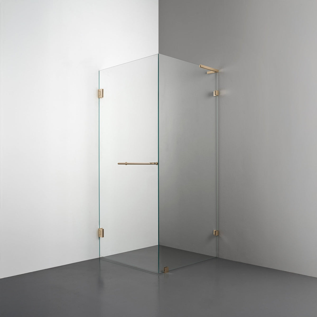 ROOH R4 Duschhörna, Klarglas, Brass, handtag Towelbar, Höger 