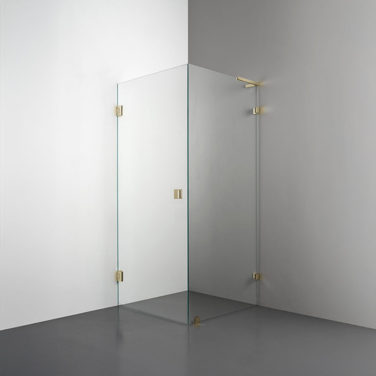 ROOH R4 Duschhörna, Klarglas, Honey gold, handtag Knob, Höger 