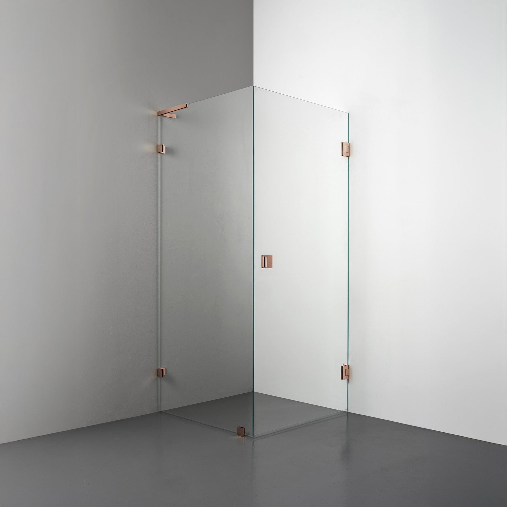 ROOH R4 Duschhörna, Klarglas, Copper, handtag Knob, Vänster 