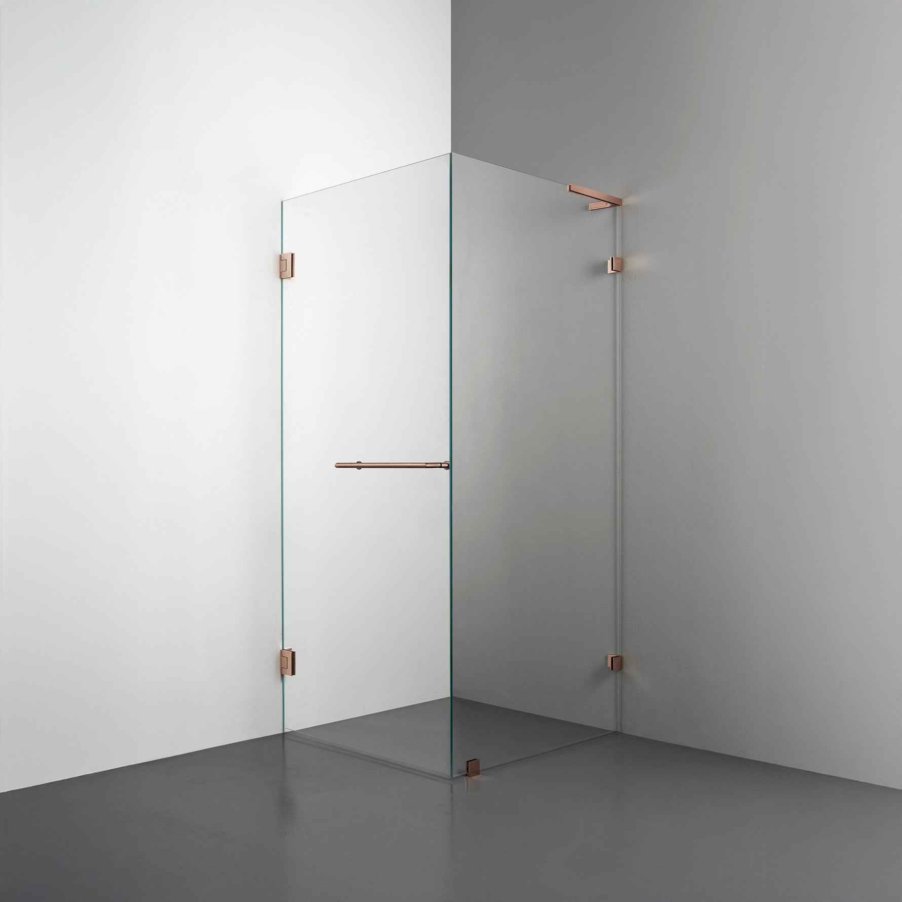 ROOH R4 Duschhörna, Klarglas, Copper, handtag Towelbar, Höger 