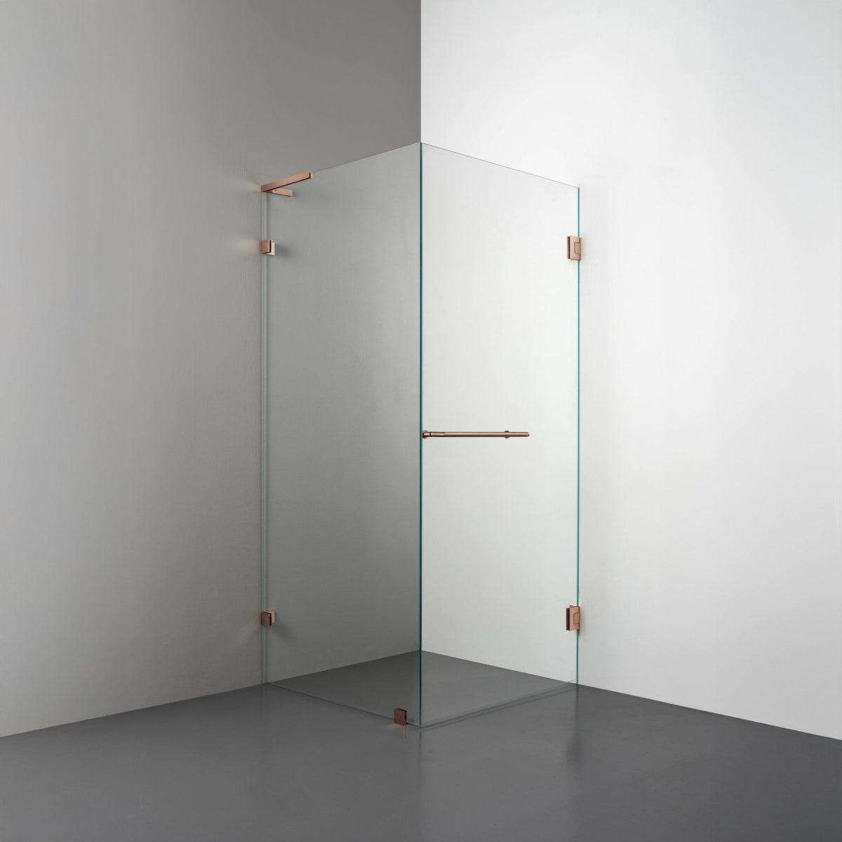 ROOH R4 Duschhörna, Klarglas, Copper, handtag Towelbar, Vänster 