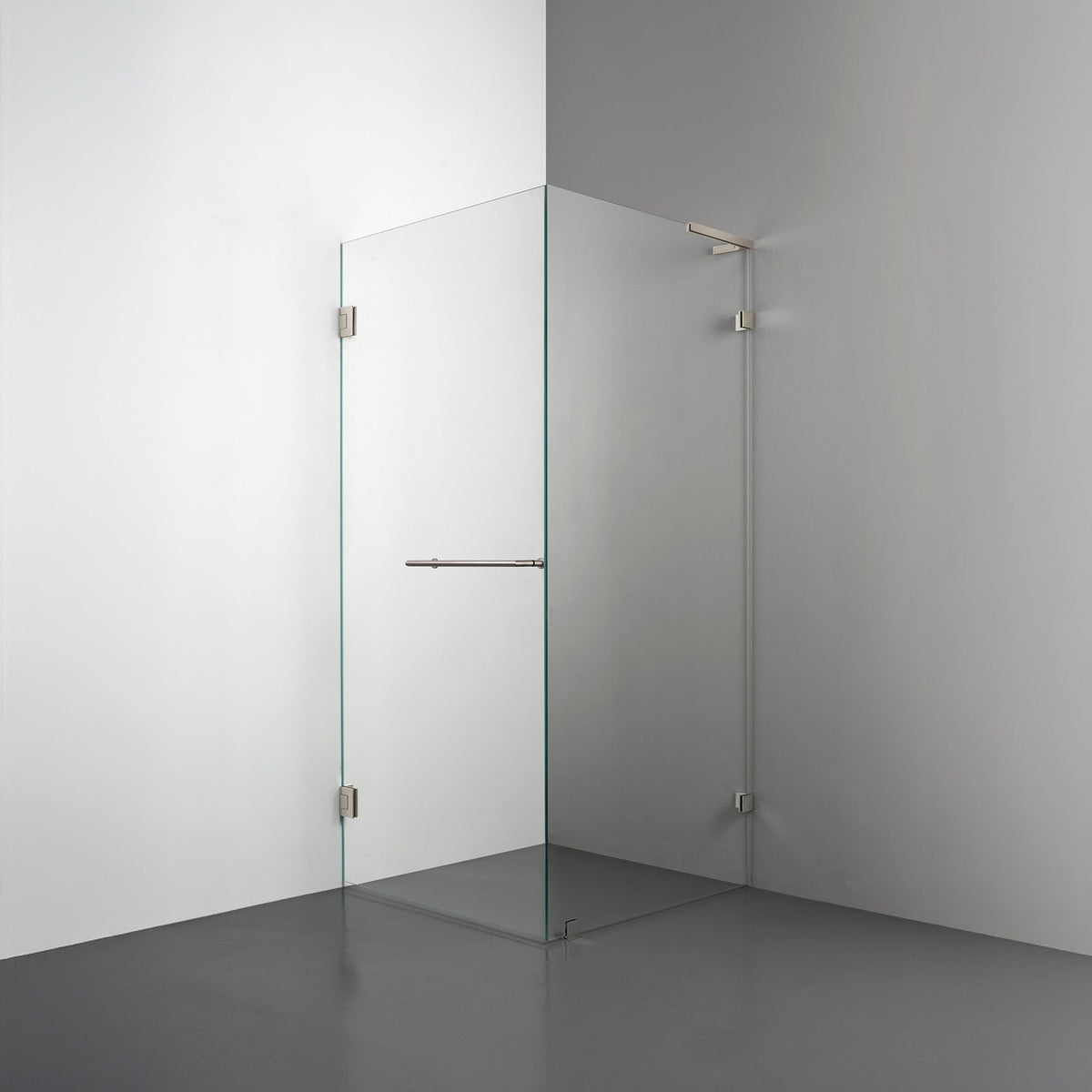 ROOH R4 Duschhörna, Klarglas, Brushed Nickel, handtag Towelbar, Höger 