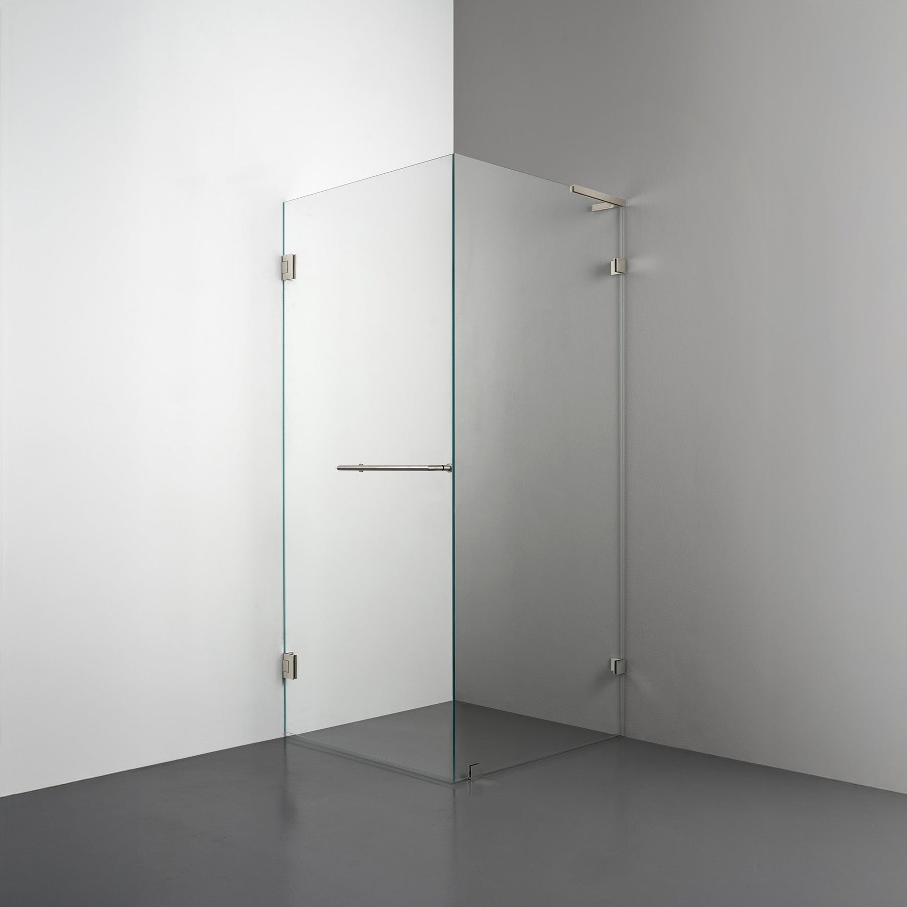 ROOH R4 Duschhörna, Klarglas, Brushed Nickel, handtag Towelbar, Höger 