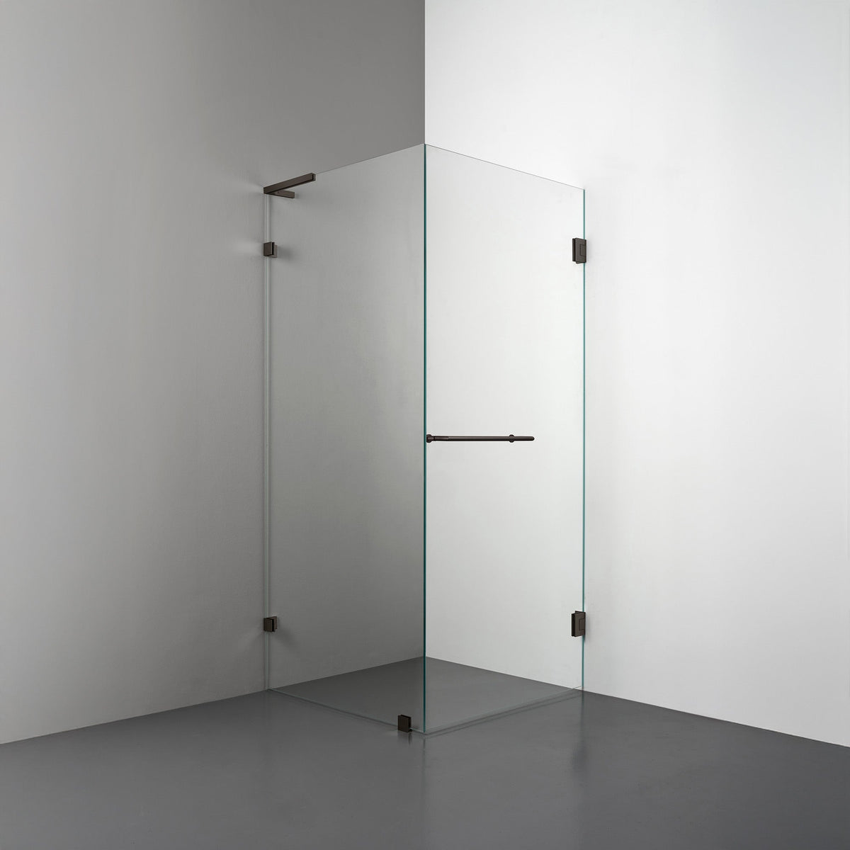 ROOH R4 Duschhörna, Klarglas, Bronze, handtag Towelbar, Vänster 