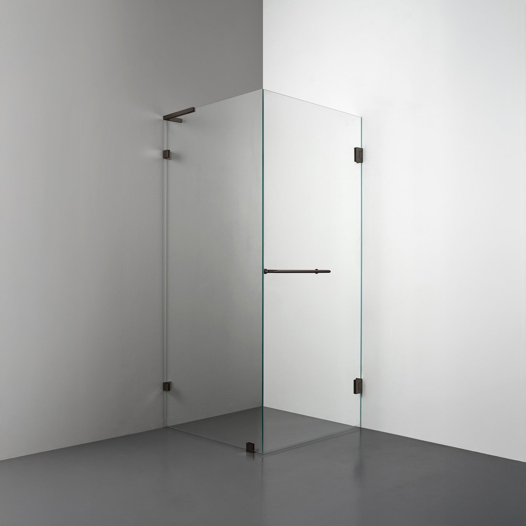 ROOH R4 Duschhörna, Klarglas, Bronze, handtag Towelbar, Vänster 