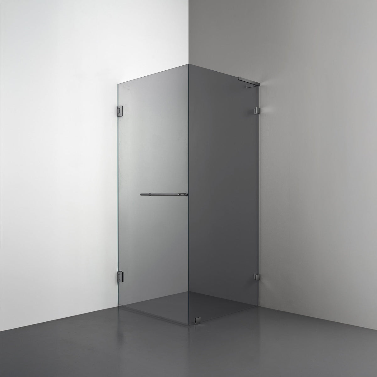ROOH R4 Duschhörna, Rökfärgat glas, Black chrome, handtag Towelbar, Höger 