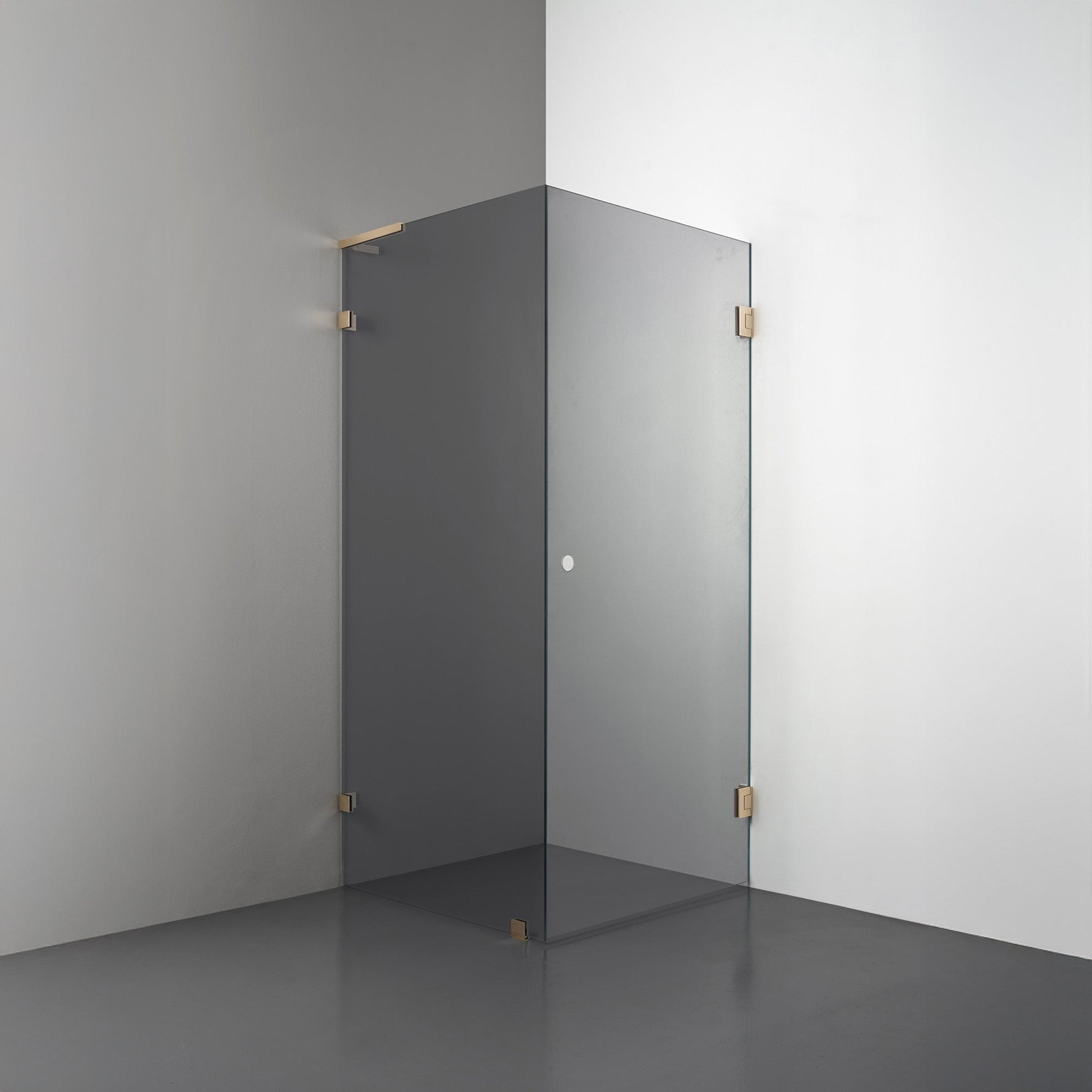 ROOH R4 Duschhörna, Rökfärgat glas, Brass, handtag Hole, Vänster 