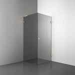 ROOH R4 Duschhörna, Rökfärgat glas, Honey gold, handtag Hole, Vänster 