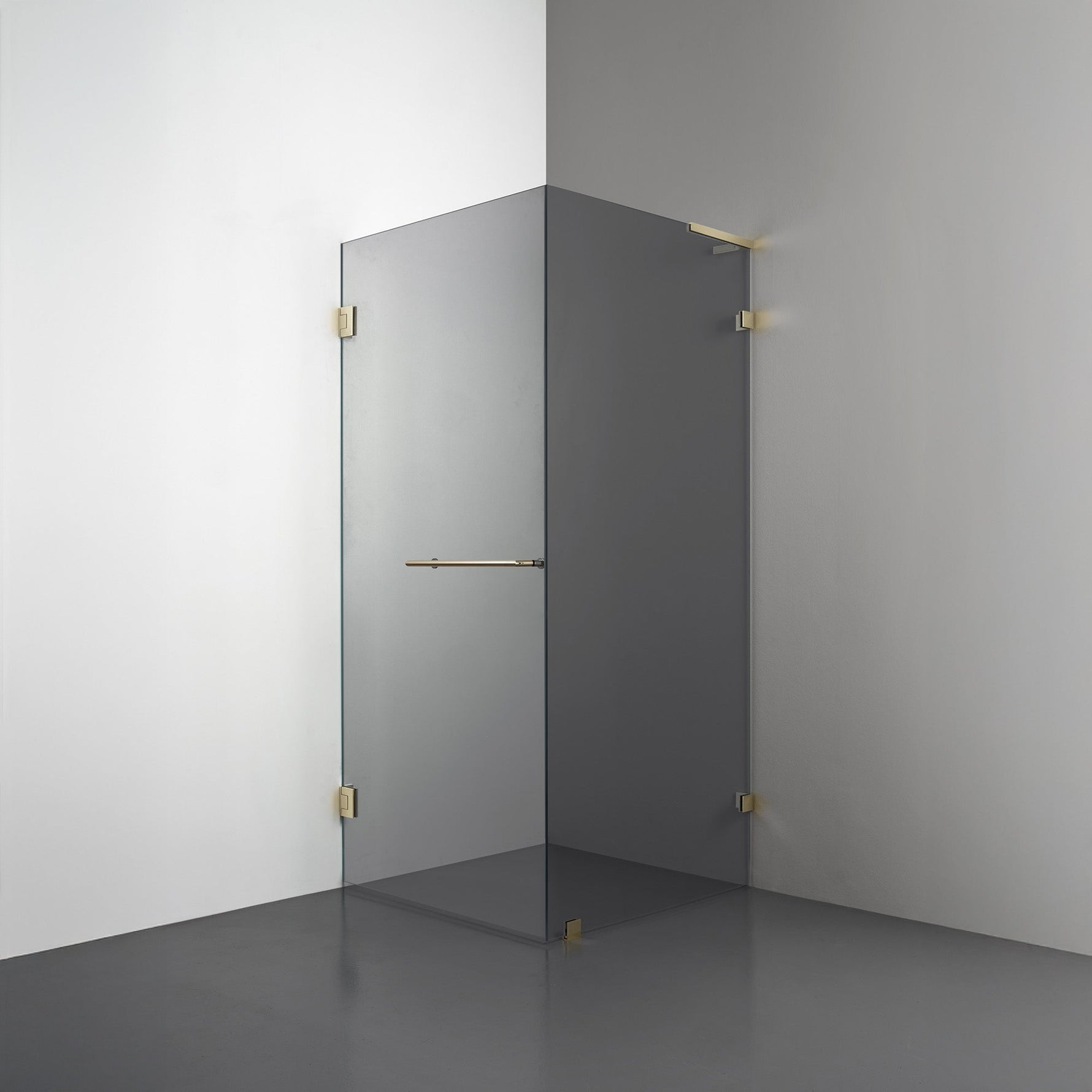 ROOH R4 Duschhörna, Rökfärgat glas, Honey gold, handtag Towelbar, Höger 