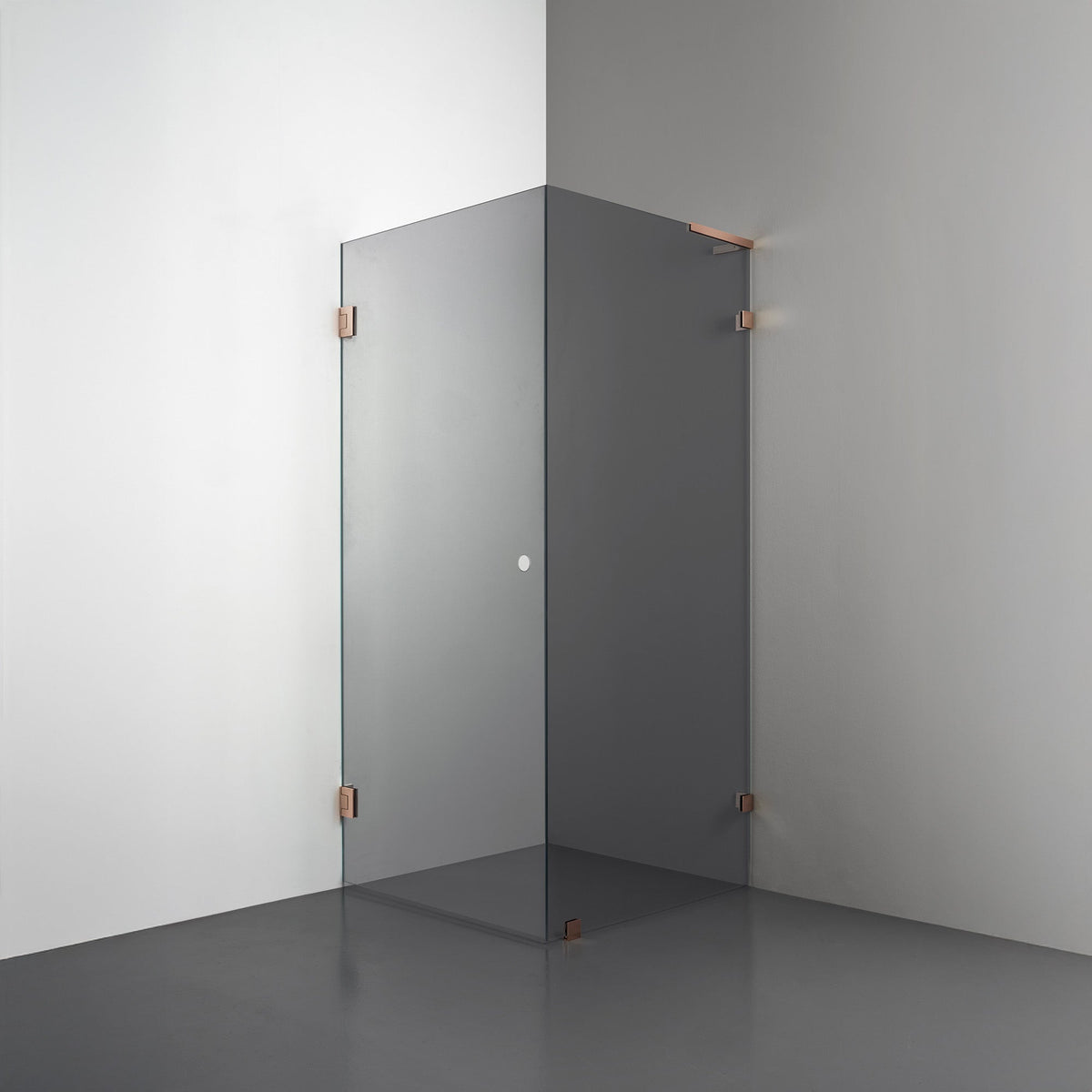 ROOH R4 Duschhörna, Rökfärgat glas, Copper, handtag Hole, Höger 