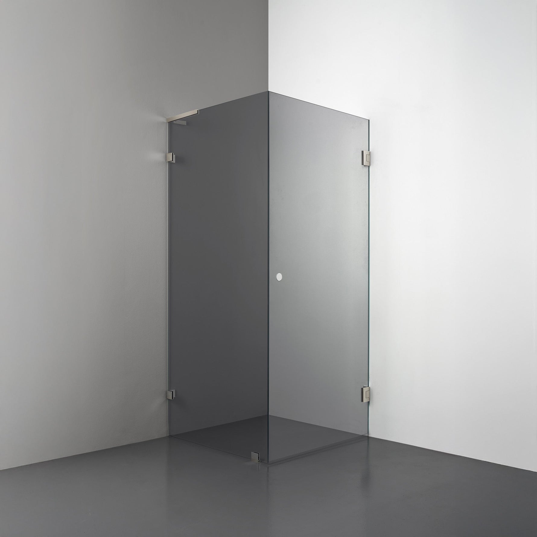 ROOH R4 Duschhörna, Rökfärgat glas, Brushed Nickel, handtag Hole, Vänster 