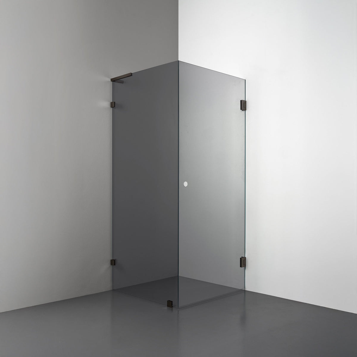 ROOH R4 Duschhörna, Rökfärgat glas, Bronze, handtag Hole, Vänster 