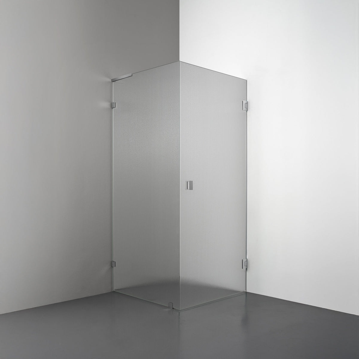 ROOH R4 Duschhörna, Räfflat glas, Chrome, handtag Knob, Vänster 