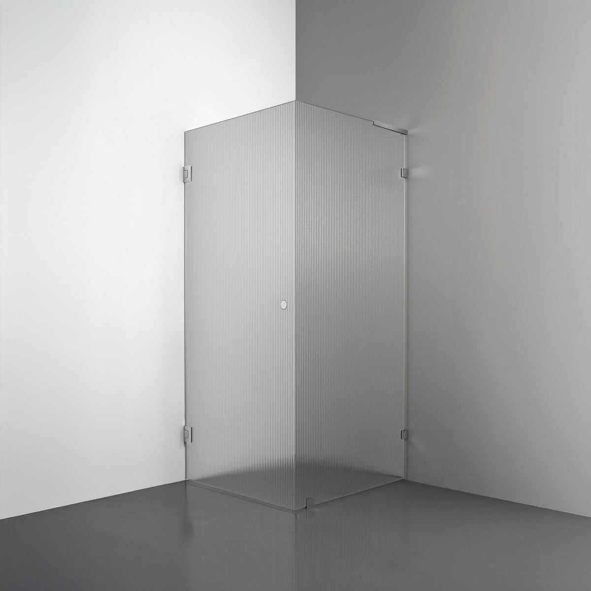 ROOH R4 Duschhörna, Räfflat glas, Chrome, handtag Hole, Höger 