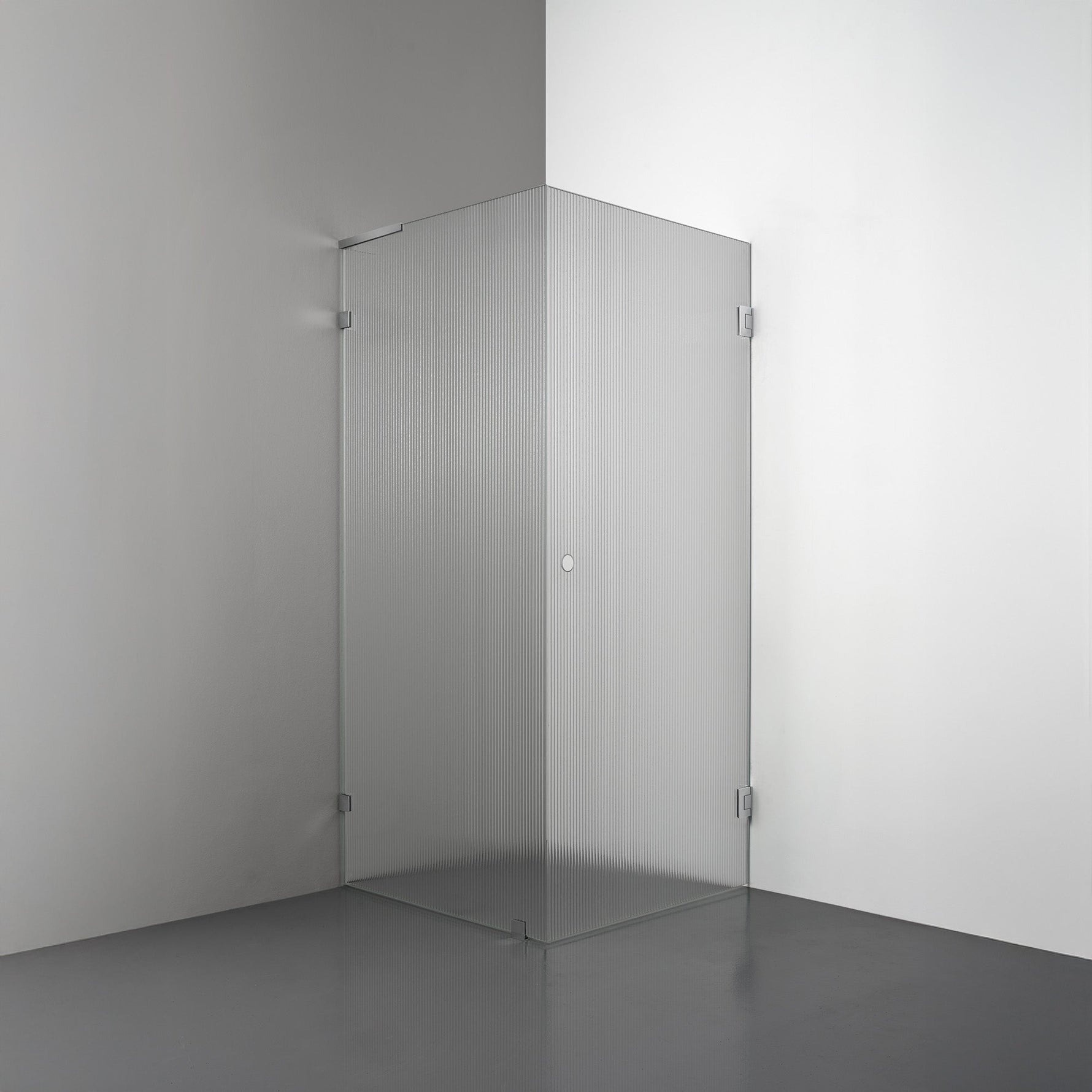 ROOH R4 Duschhörna, Räfflat glas, Chrome, handtag Hole, Vänster 