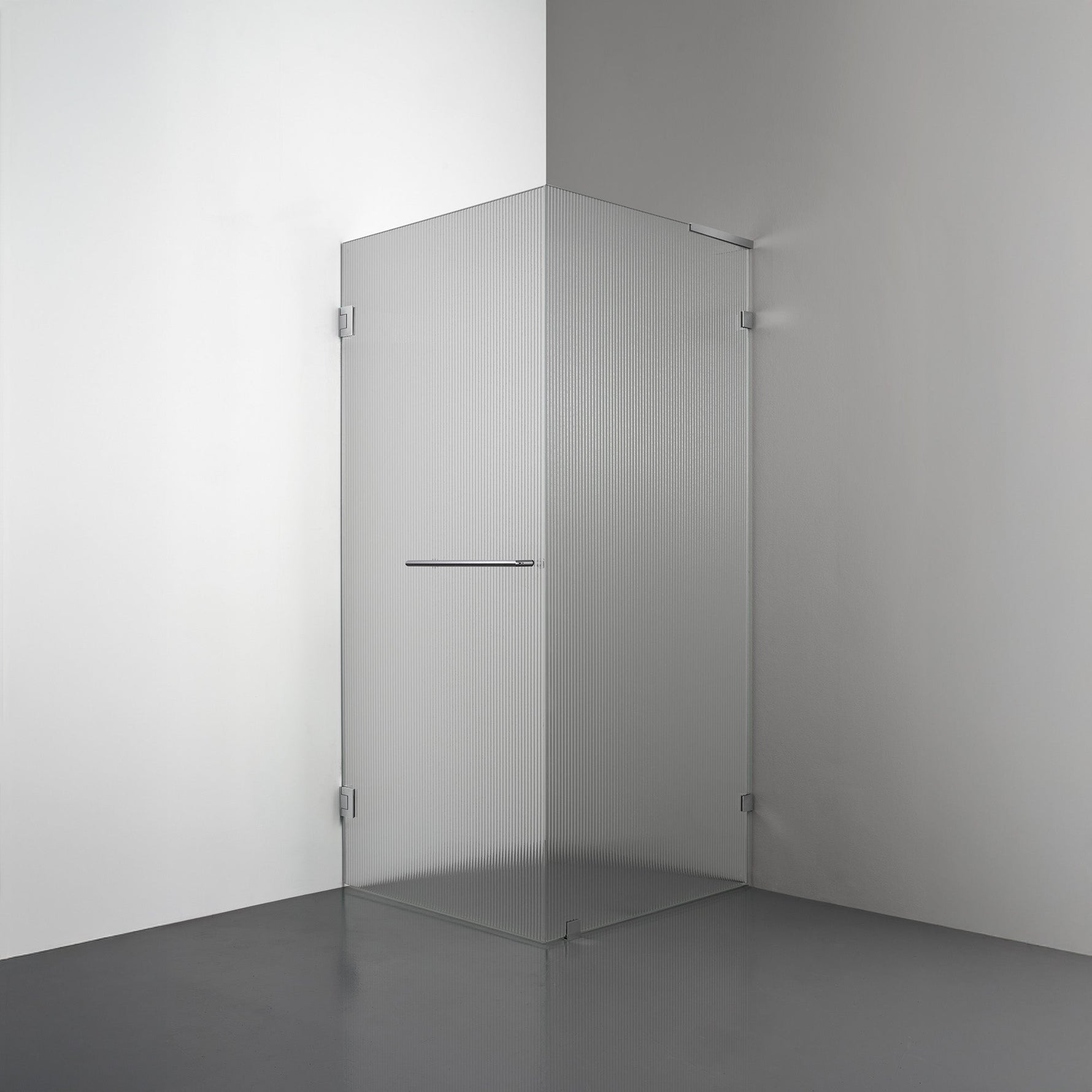 ROOH R4 Duschhörna, Räfflat glas, Chrome, handtag Towelbar, Höger 