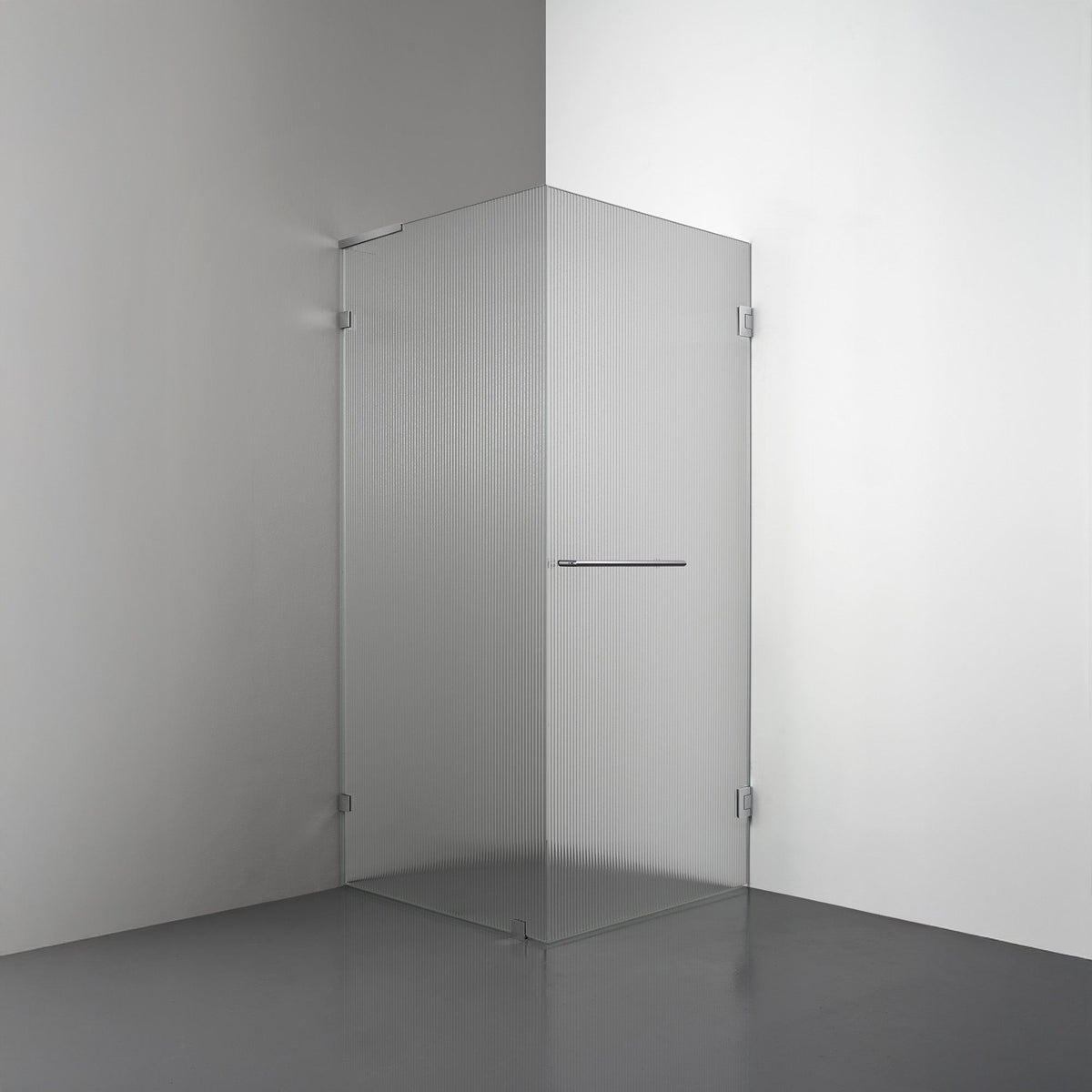 ROOH R4 Duschhörna, Räfflat glas, Chrome, handtag Towelbar, Vänster 
