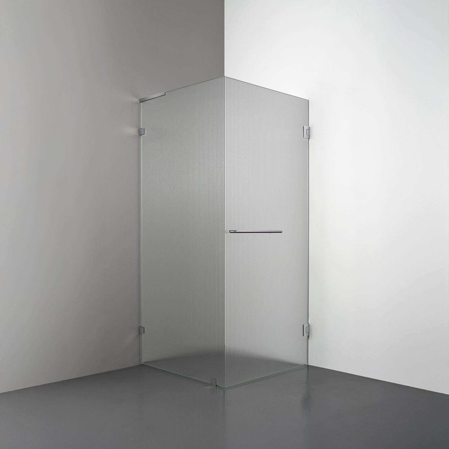 ROOH R4 Duschhörna, Räfflat glas, Chrome, handtag Towelbar, Vänster 