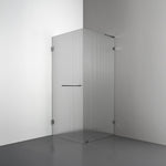 ROOH R4 Duschhörna, Räfflat glas, Black chrome, handtag Towelbar, Höger 