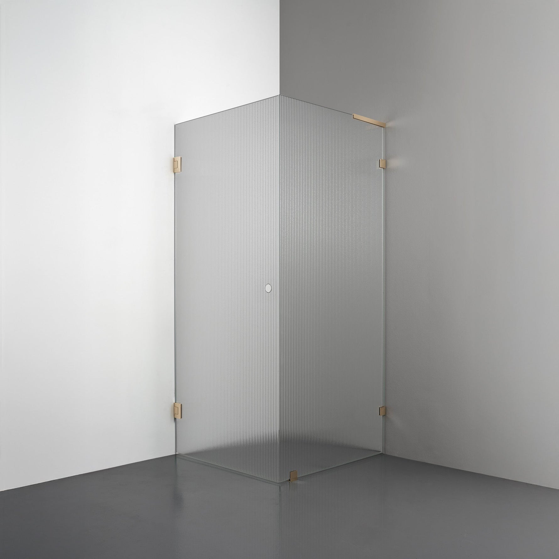ROOH R4 Duschhörna, Räfflat glas, Brass, handtag Hole, Höger 