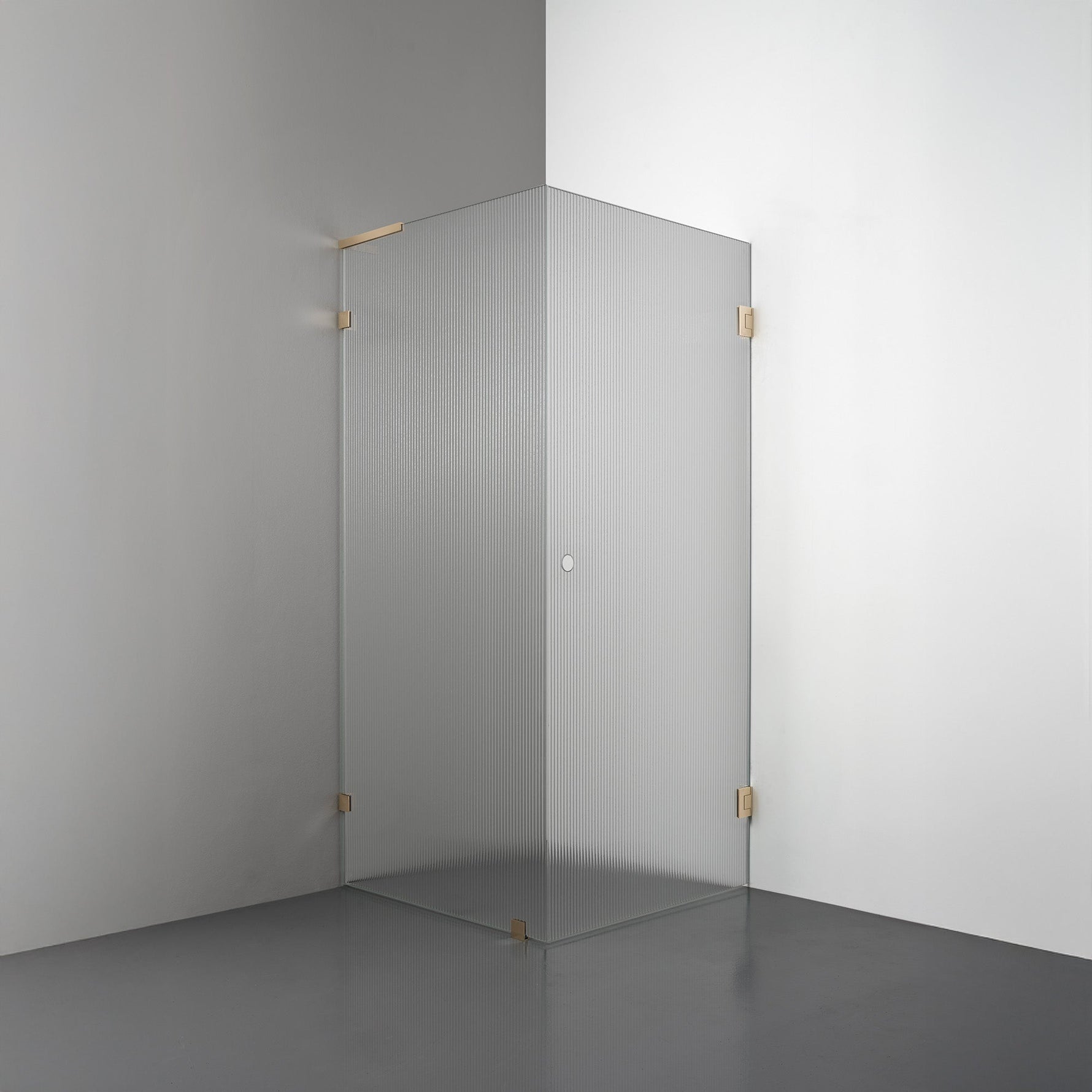 ROOH R4 Duschhörna, Räfflat glas, Brass, handtag Hole, Vänster 