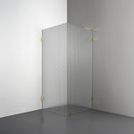 ROOH R4 Duschhörna, Räfflat glas, Honey gold, handtag Towelbar, Höger 