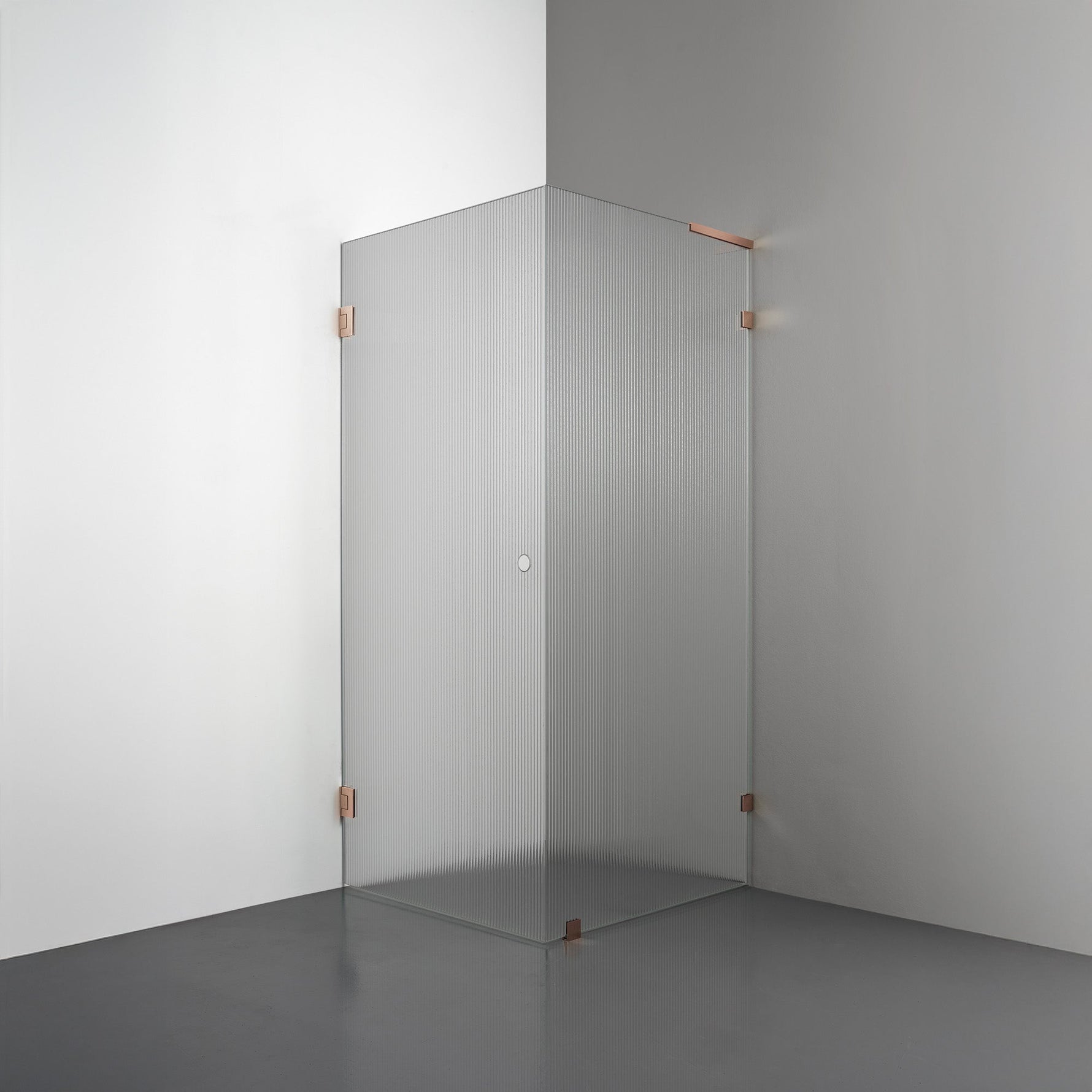 ROOH R4 Duschhörna, Räfflat glas, Copper, handtag Hole, Höger 