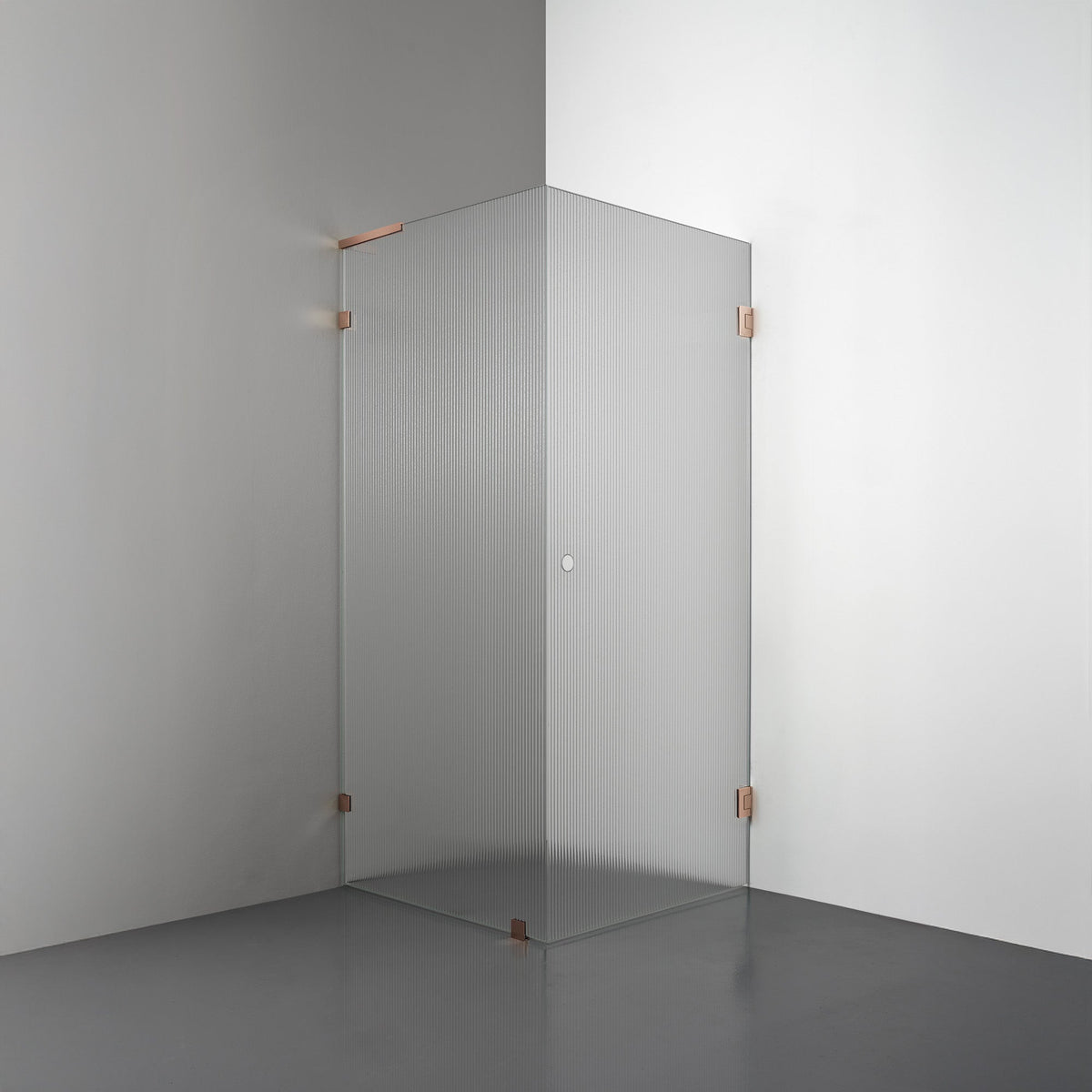ROOH R4 Duschhörna, Räfflat glas, Copper, handtag Hole, Vänster 