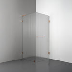 ROOH R4 Duschhörna, Räfflat glas, Copper, handtag Towelbar, Vänster 