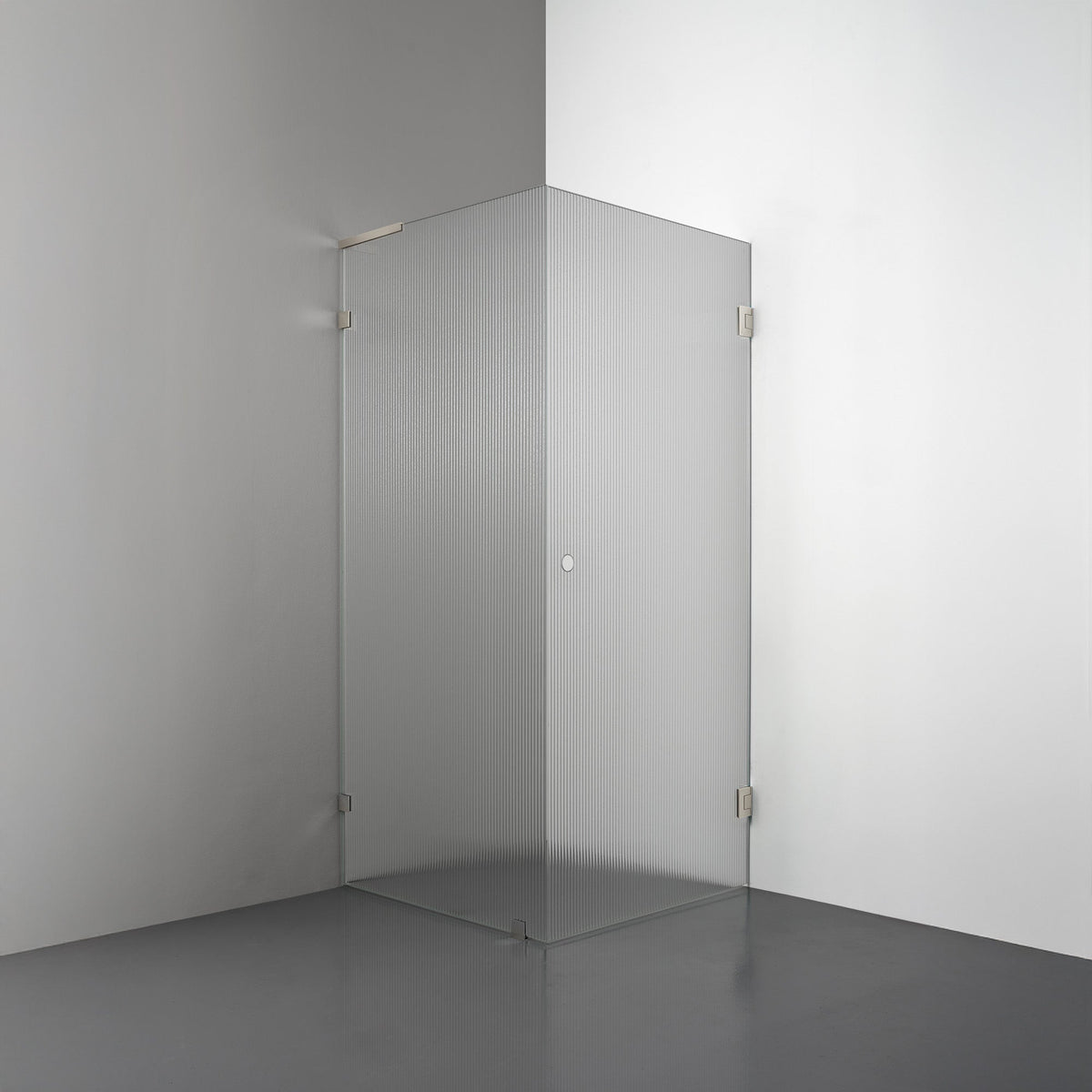 ROOH R4 Duschhörna, Räfflat glas, Brushed Nickel, handtag Hole, Vänster 