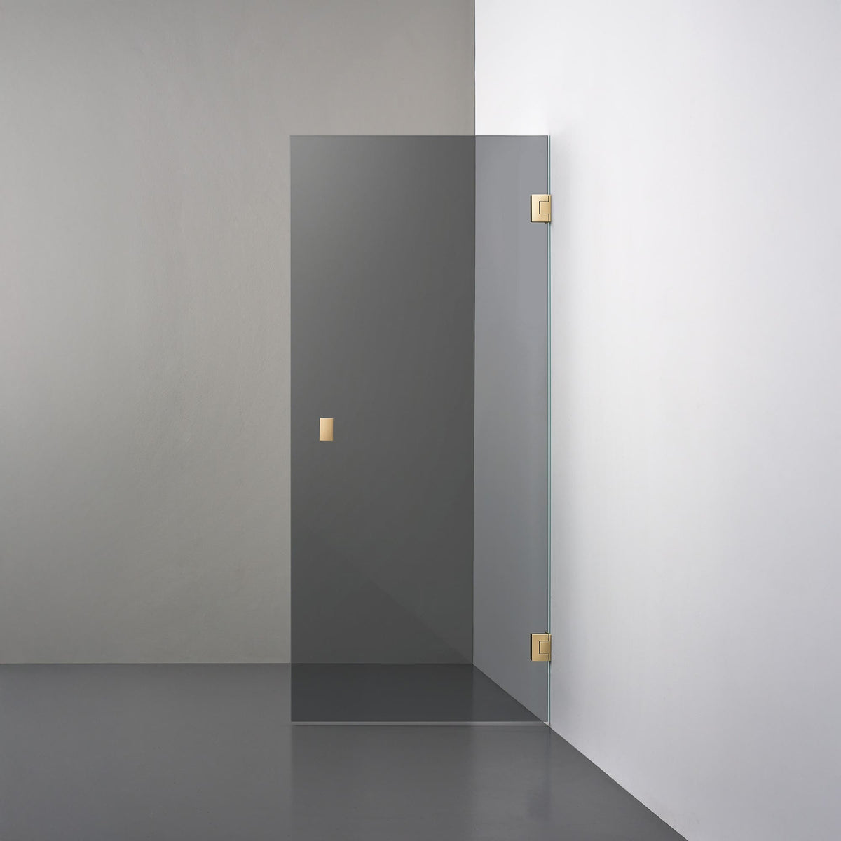 ROOH R4 Duschvägg Dörr, Rökfärgat glas, Brass, handtag Knob måttbeställd 