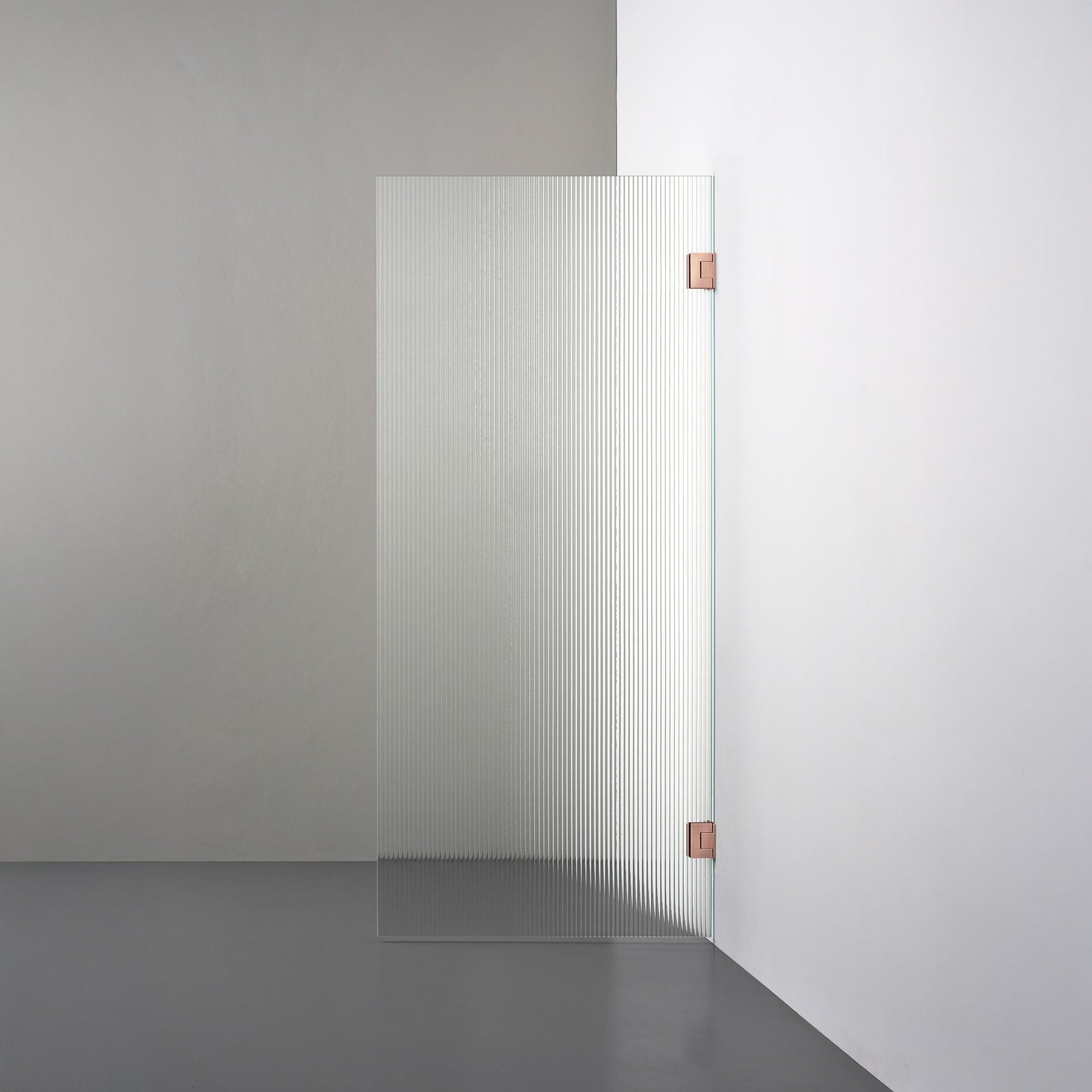ROOH R4 Duschvägg Dörr, Räfflat glas, Copper, handtag Utan handtag måttbeställd 