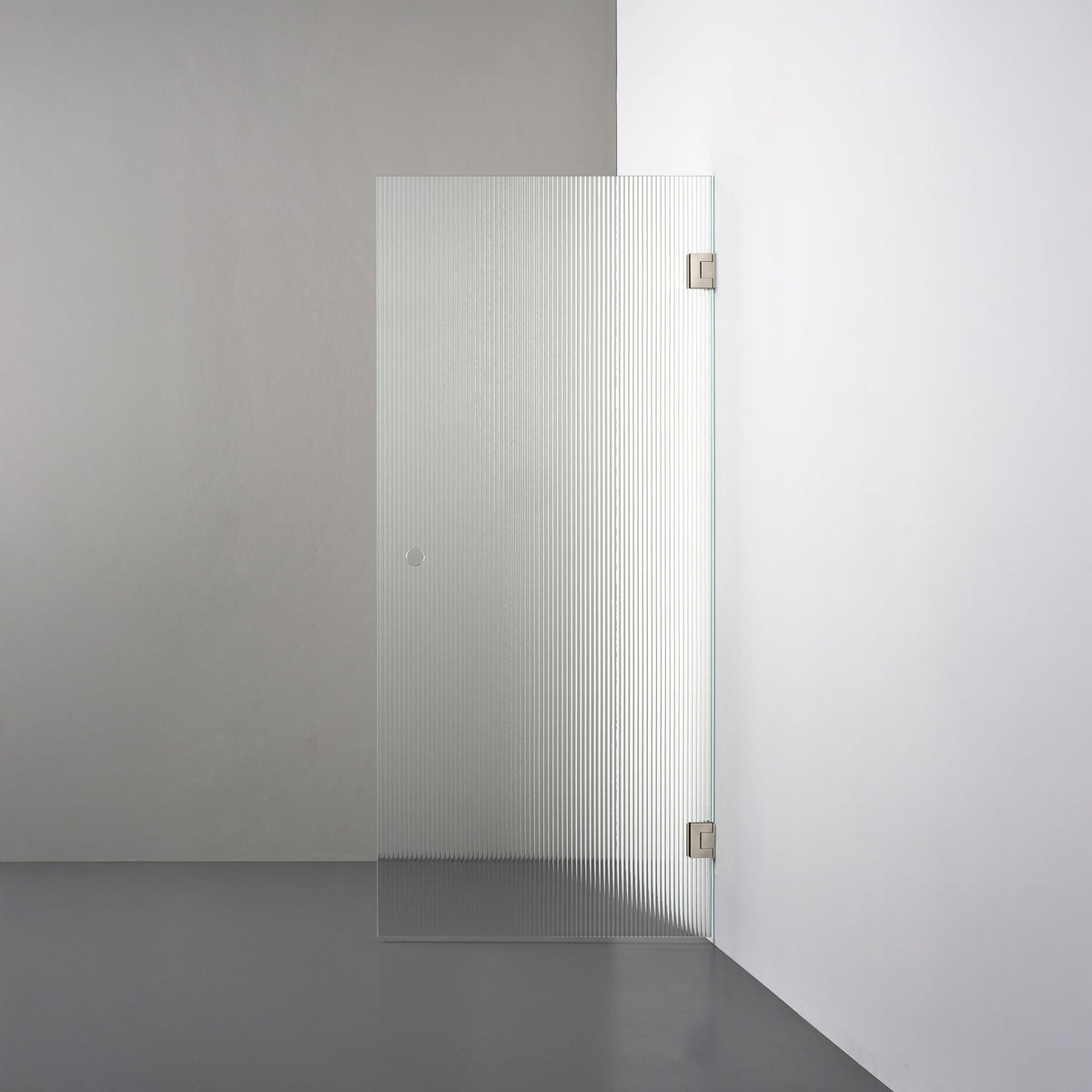 ROOH R4 Duschvägg Dörr, Räfflat glas, Brushed Nickel, handtag Hole måttbeställd 