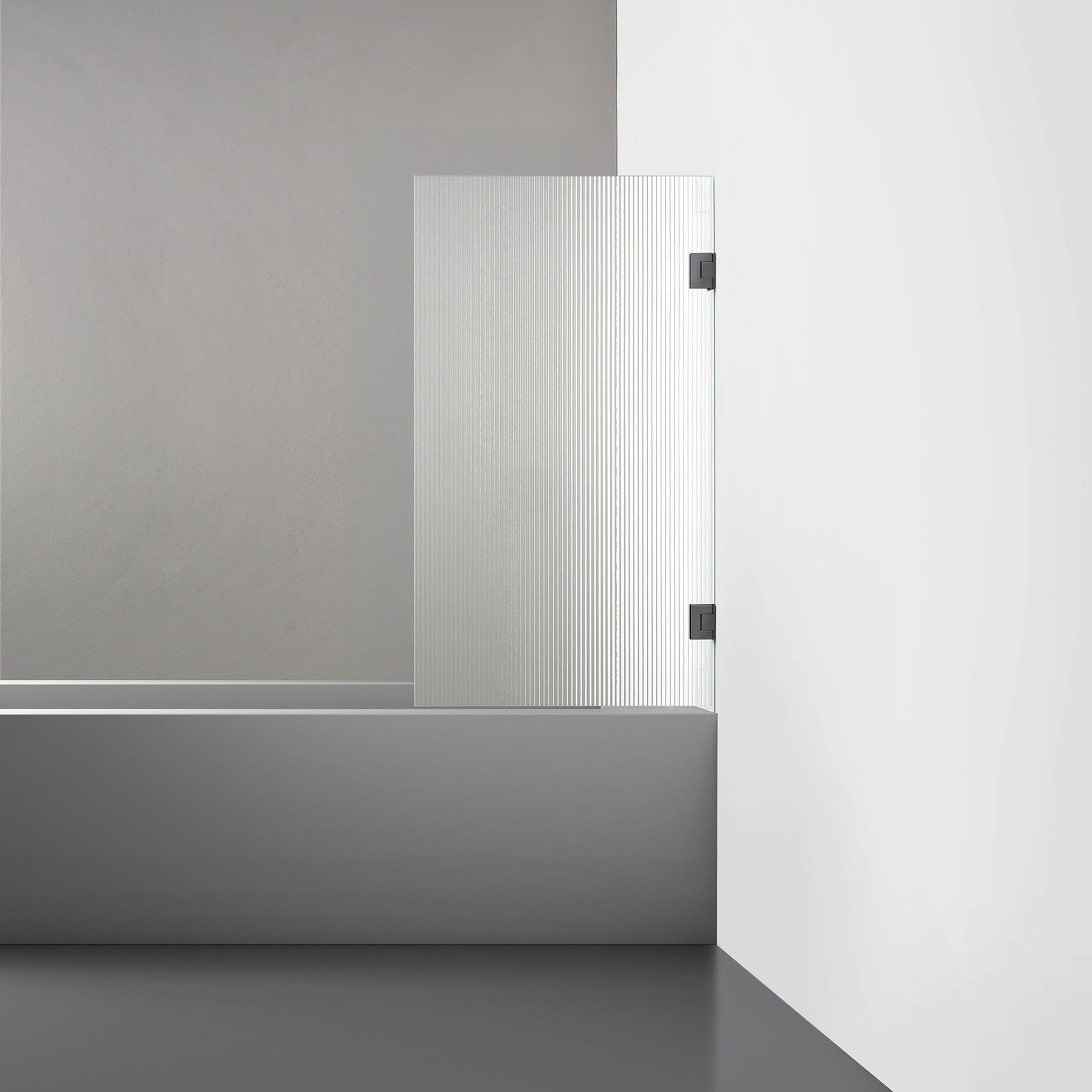 ROOH R4 Badkarsvägg Dörr, Räfflat glas, Black chrome måttbeställd 